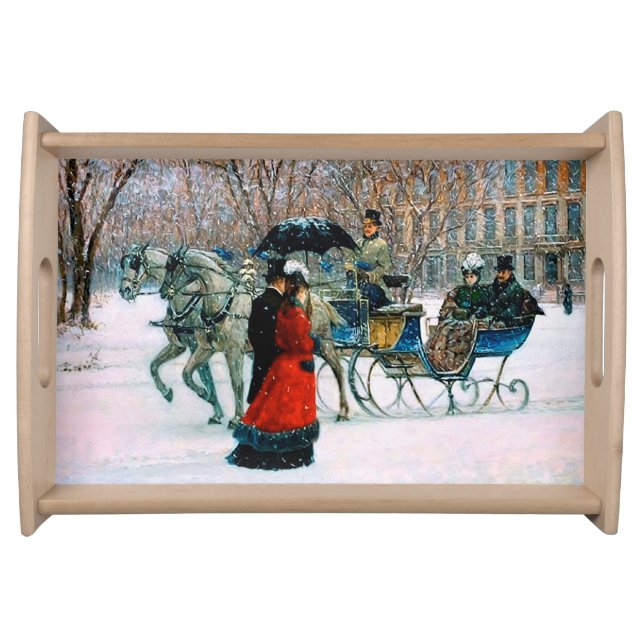 Winter in Paris. Fine Art Christmas Gift Serving Tray (Front)