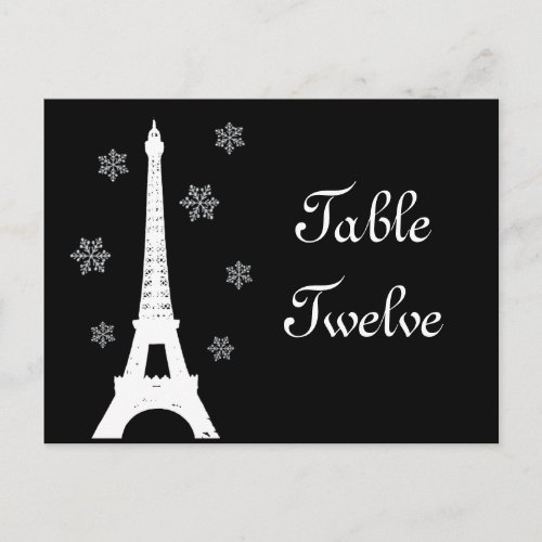Winter in Paris Table Number Postcard
