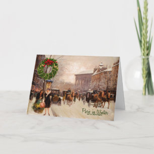 Winter in Paris Vintage Christmas Holiday Card