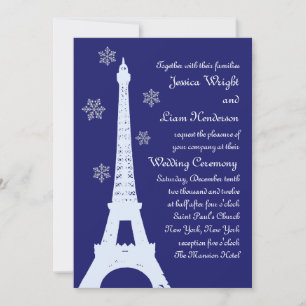 Winter in Paris Wedding Invitation indigo