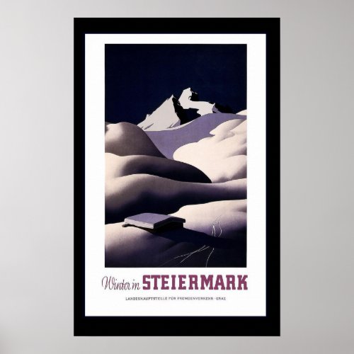 Winter in Steiermark Vintage Travel Poster