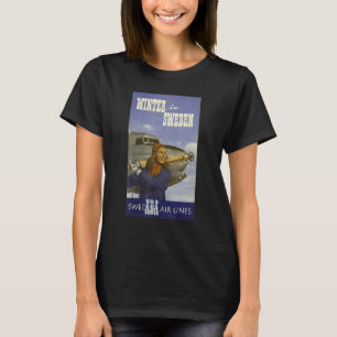 Winter In Sweden Swedish Airlines Travel Female Pi T-Shirt