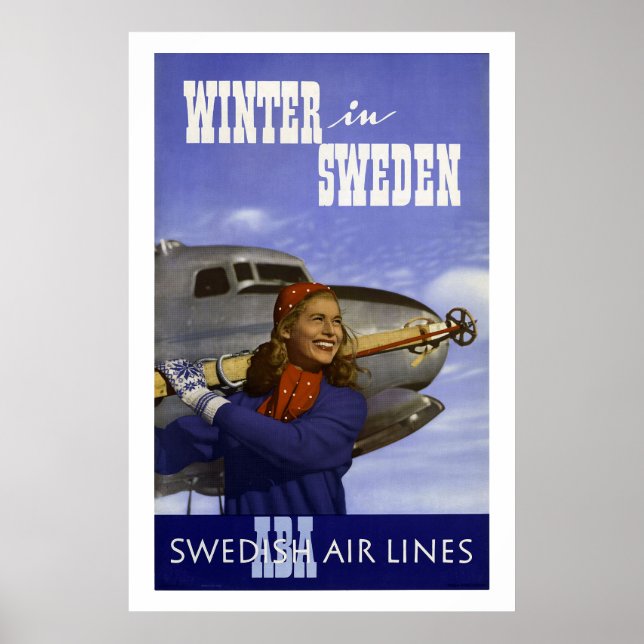Winter in Sweden Vintage Travel Poster (Front)