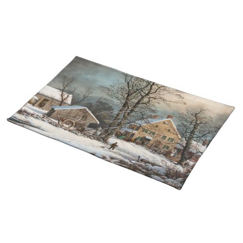 Winter in the Country A cold  Morning Cloth Placemat