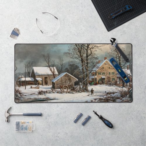 Winter in the Country A cold  Morning Desk Mat