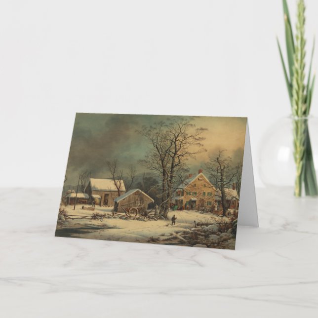 Winter In The Country: A Cold Morning Holiday Card (Front)