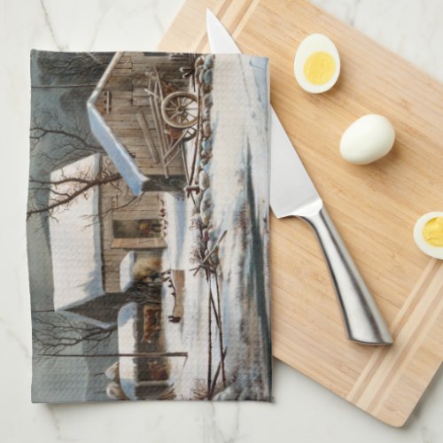 Winter in the Country A cold  Morning Kitchen Towel