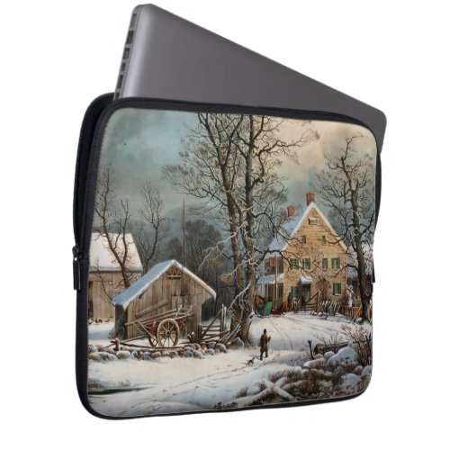 Winter in the Country A cold  Morning Laptop Sleeve