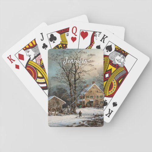 Winter in the Country A cold  Morning Playing Cards