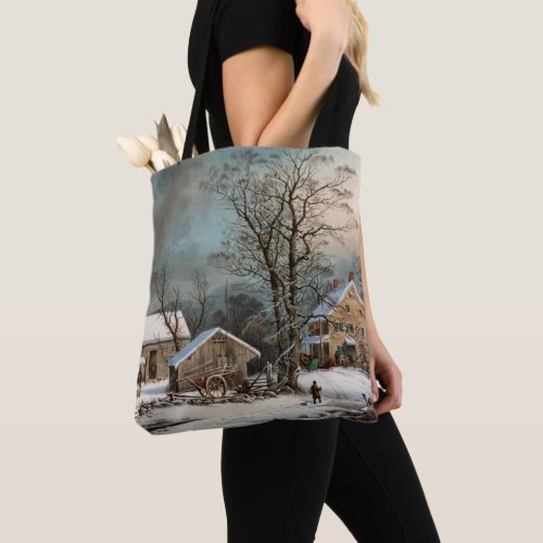 Winter in the Country A cold  Morning Tote Bag