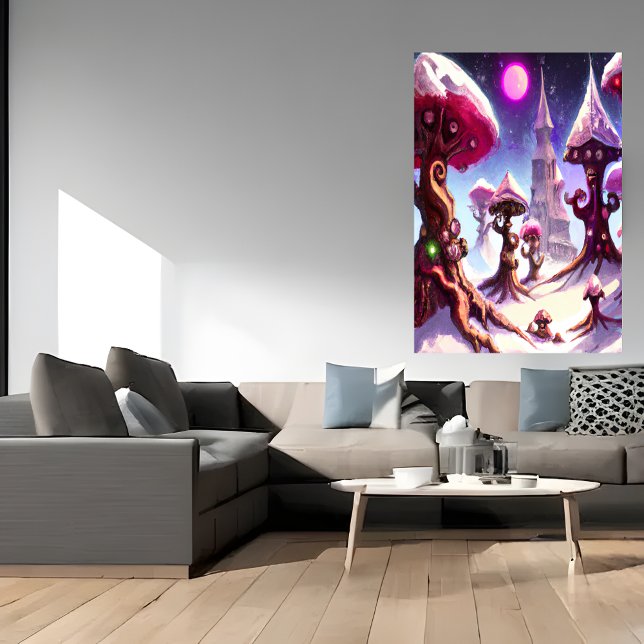 Winter in the mushroom forest | AI Art  Poster (Creator Uploaded)