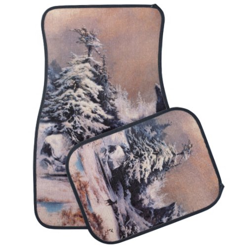 Winter in the Rocky Mountains by Thomas Moran Car Floor Mat