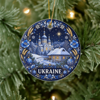 Winter in Ukraine Scenic Keepsake Ceramic Ornament