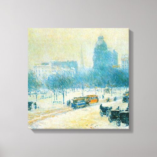 Winter in Union Square by Frederick Childe Hassam Canvas Print