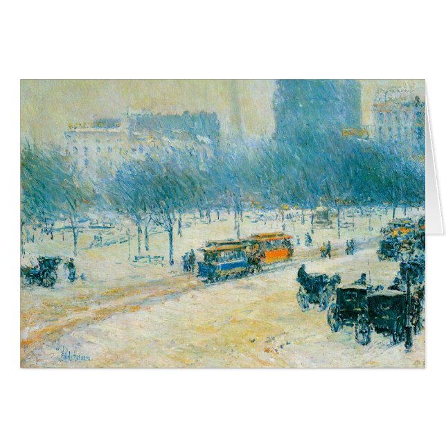Winter in Union Square by Frederick Childe Hassam Cards (Front Horizontal)