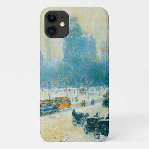 Winter in Union Square by Frederick Childe Hassam iPhone 11 Case