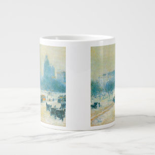 Winter in Union Square by Frederick Childe Hassam Large Coffee Mug