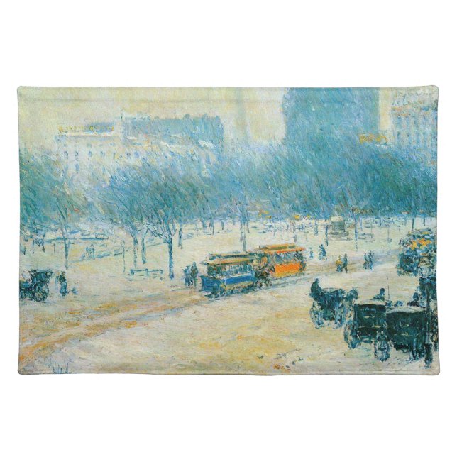 Winter in Union Square by Frederick Childe Hassam Placemat (Front)