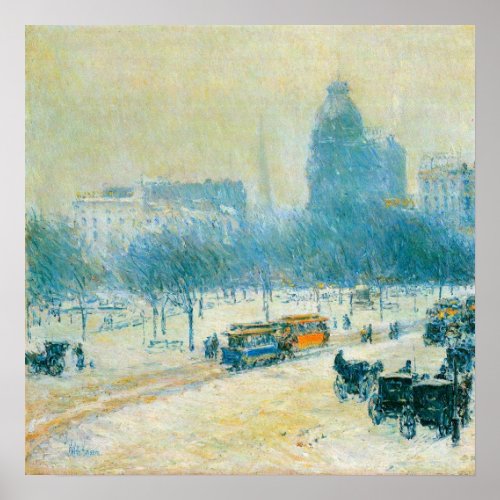 Winter in Union Square by Frederick Childe Hassam Poster