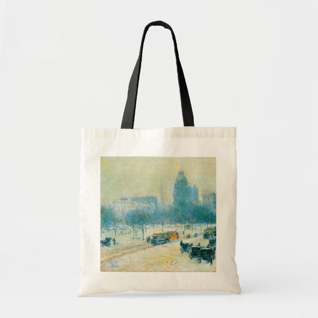 Winter in Union Square by Frederick Childe Hassam Tote Bag (Front)