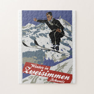 Winter in Zweisimmen vintage ski travel ad Jigsaw Puzzle