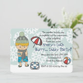 Winter Indoor Pool Birthday Party Invitation (Standing Front)