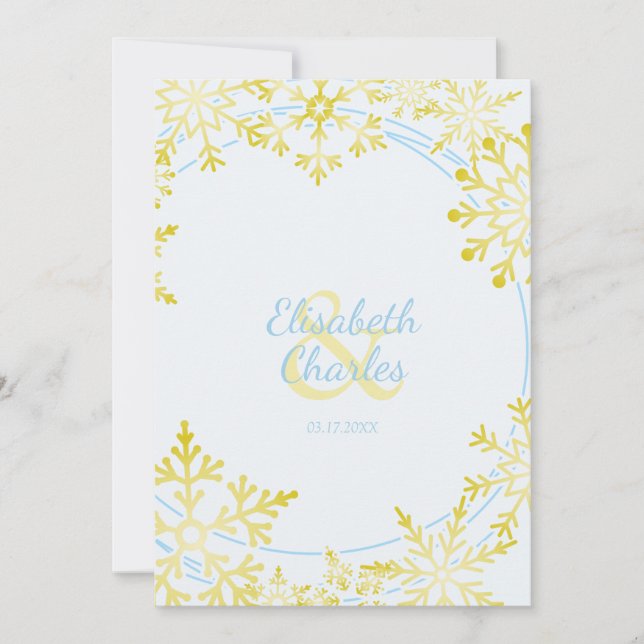 Winter Inspired Design for Wedding with Snowflakes Invitation (Front)