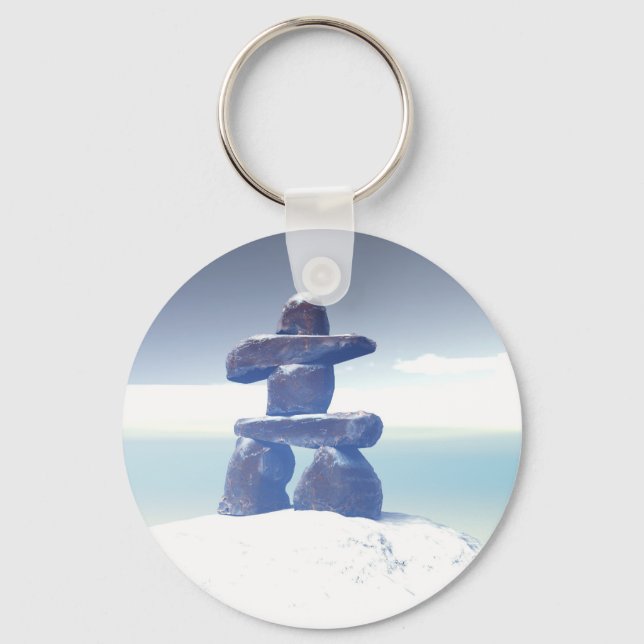 Winter inukshuk Keychain (Front)