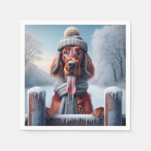 Winter Irish Setter Dog Napkins