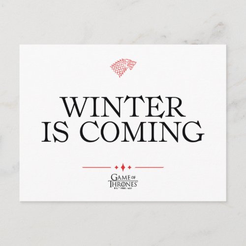 Winter Is Coming Postcard