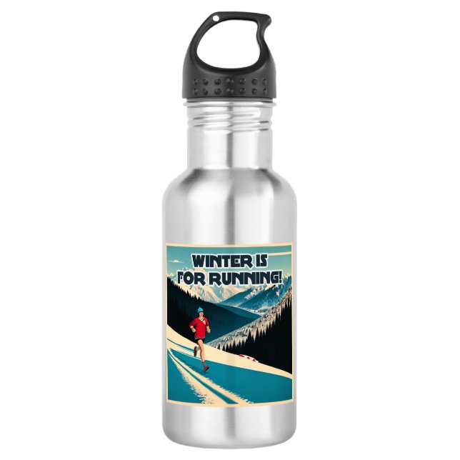 Winter Is For Running Stainless Steel Water Bottle (Front)