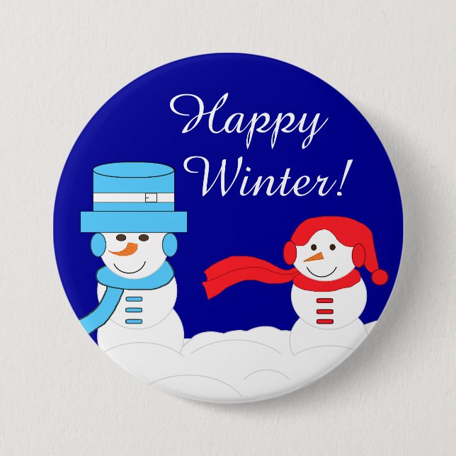 Winter is Quite Snowy:  Dark Blue Button (Front)