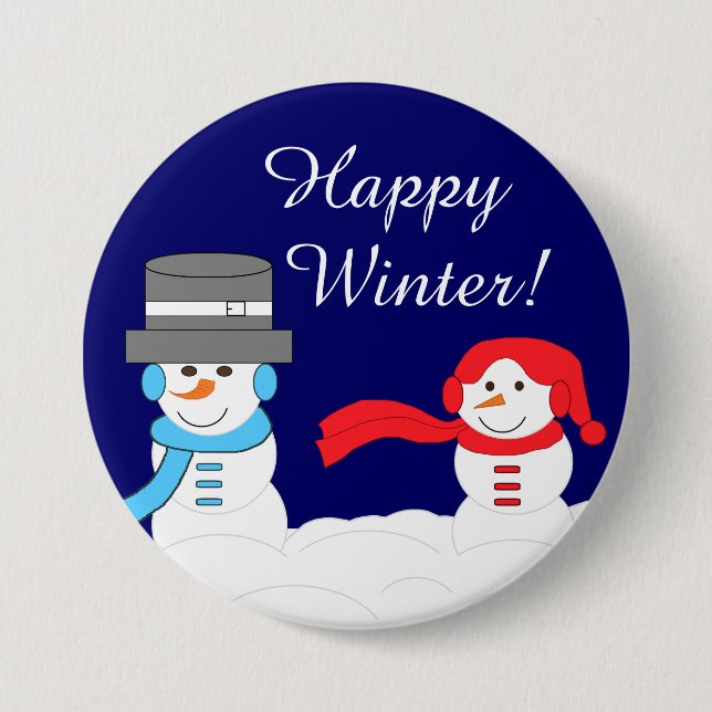 Winter is Quite Snowy:  Dark Blue Button (Front)