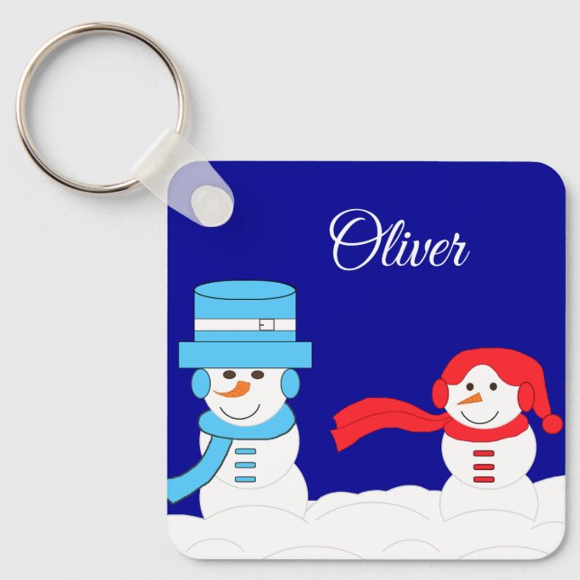 Winter is Quite Snowy:  Dark Blue Keychain (Front)