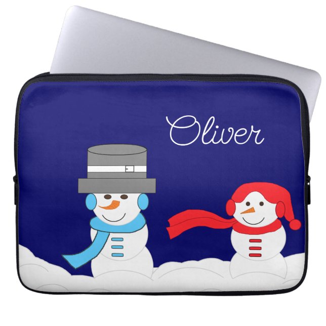 Winter is Snowy:  Dark Blue Laptop Sleeve (Front)