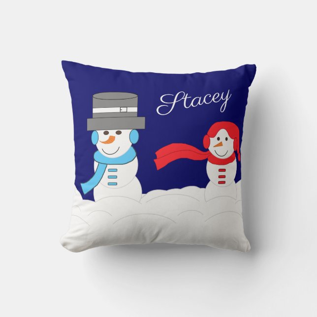 Winter is Snowy: Dark Blue Throw Pillow (Front)