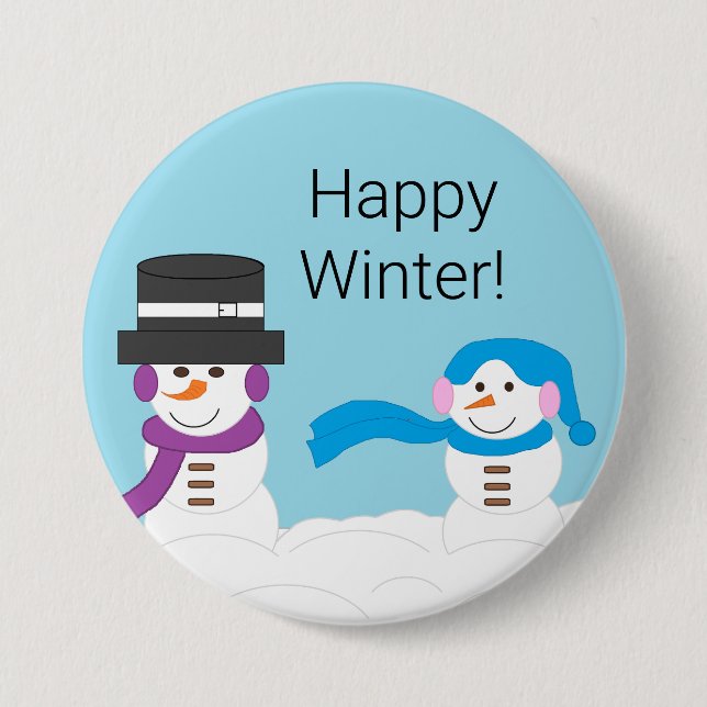 Winter is Snowy:  Happy Winter Button (Front)