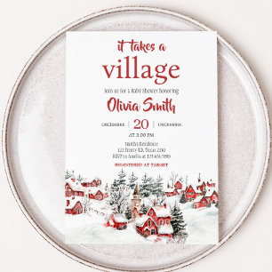 Winter It Take a Village Baby Shower Invitation