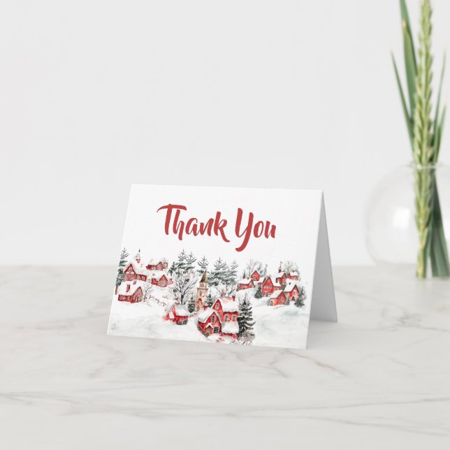 Winter It Take a Village Baby Shower Thank You Card (Front)