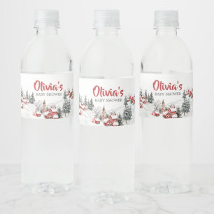 Winter It Take a Village Baby Shower Water Bottle Label