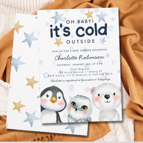 Winter Its Cold Outside Arctic Animal Baby Shower Invitation