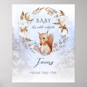 Winter It's Cold Outside Baby Shower Favors Poster