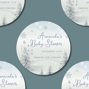 Winter Its Cold Outside Baby Shower Thank You Classic Round Sticker