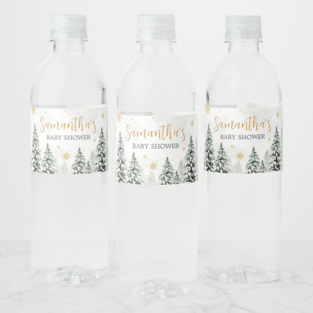 Winter It's Cold Outside Baby Shower  Water Bottle Label (Bottles)