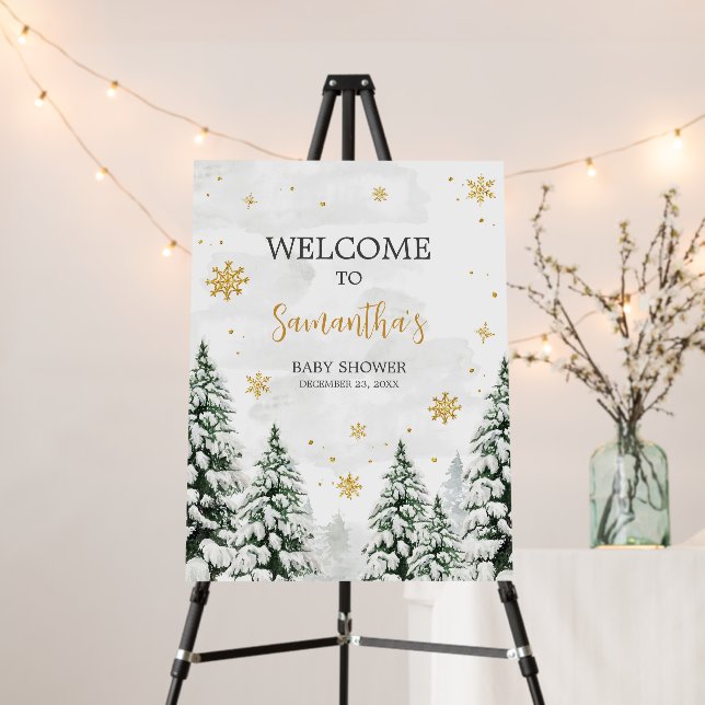 Winter It's Cold Outside Baby Shower Welcome Sign (In Situ (Stand))