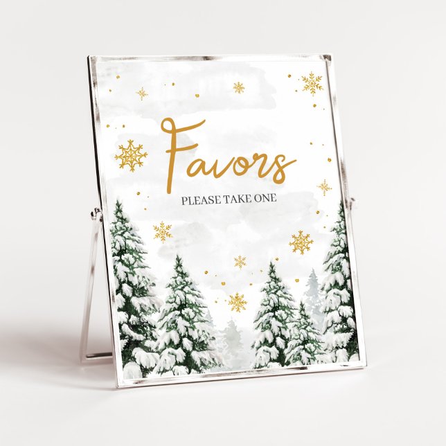 Winter It's Cold Outside Favors  Poster (Gender Neutral Snowflake Baby Shower Favors Sign)