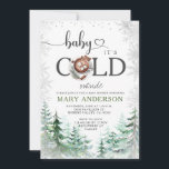 Winter It's Cold Outside Forest Snow Baby Shower Invitation<br><div class="desc">EDITABLE Winter It's Cold Outside Forest Cocoa Baby Shower Invitation
Elegant Silver Snowflakes Hot Cocoa Baby Shower Party</div>