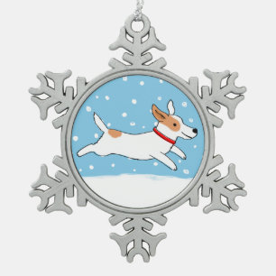 Winter Jack Russell Terrier - Cute Holiday Dog Snowflake Pewter Christmas Ornament
