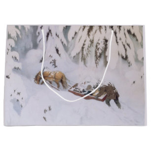 Winter Journey Through the Snow at Christmas Large Gift Bag