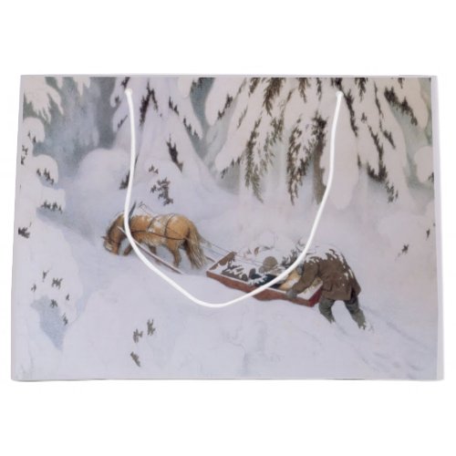 Winter Journey Through the Snow at Christmas Large Gift Bag